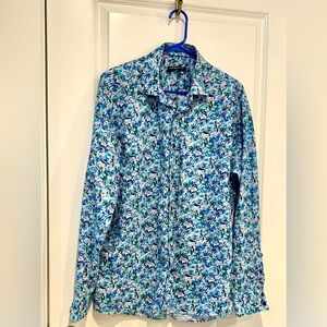 Masutto men’s 2X blue floral shirt